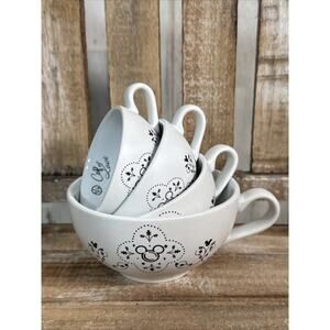 Disney Parks Ceramic Mickey Measuring Cup Set Black And White Mickey Icon
